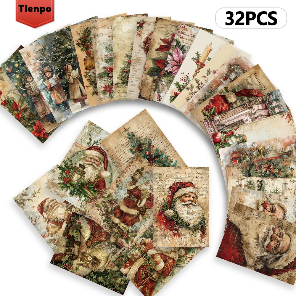 32PCS Vintage Christmas Postcards – Collectible Holiday Greeting Cards for Birthday, Anniversary, Gift Giving & Mailing