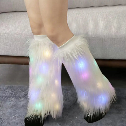 2025 Faux Fur Leg Warmers – Fuzzy Artificial Wool Boot Covers, Colorful High-Tube Plush Socks for Party, Stage Performance & Fashion