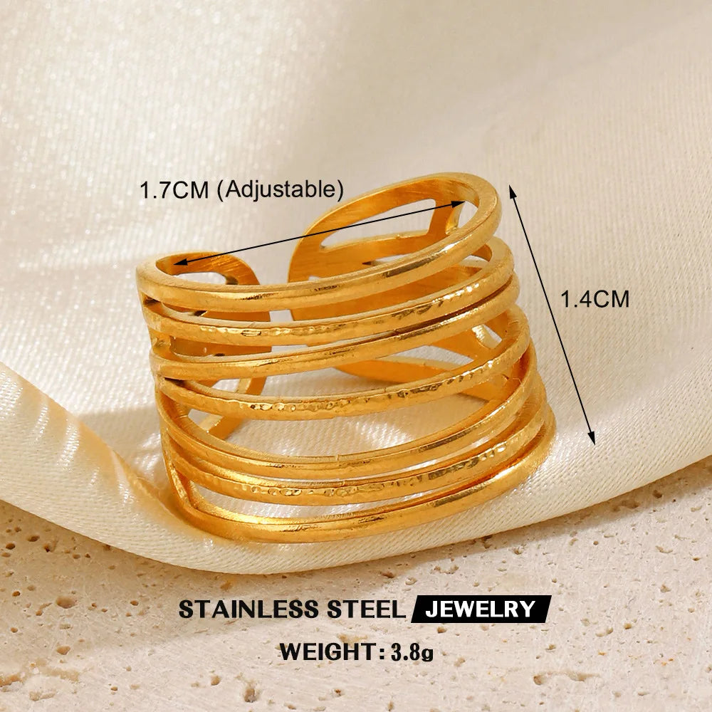 Gold Stainless Steel Heart Ring – Waterproof Hollow Heart Finger Ring for Women | Minimalist Fashion Jewelry Gift