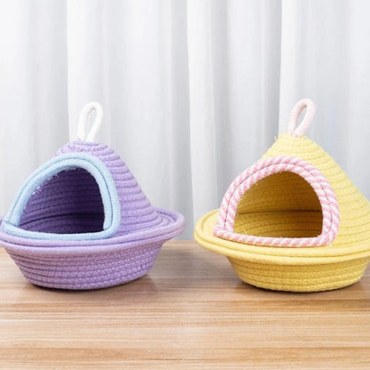 Warm Handmade Woven Bird Cage Nest – Thickened Windproof Hanging Bed, Bite-Resistant Cozy Habitat for Parrots & Pet Birds