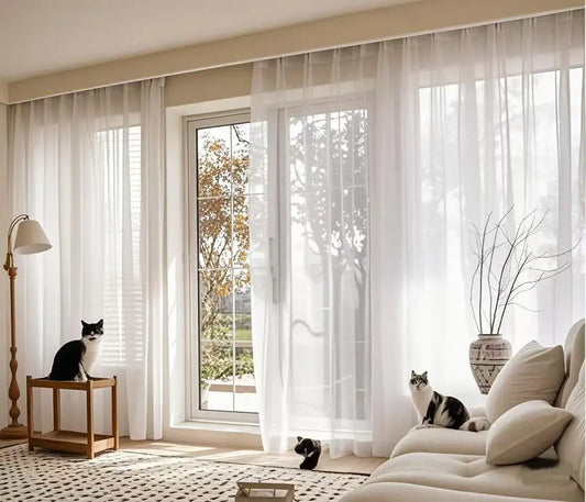 Cortinas traslúcidas blancas a medida – Paneles de ventana que filtran la luz para sala de estar y dormitorio
