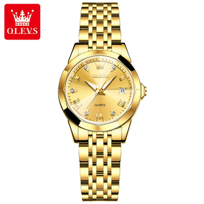 OLEVS 9931 Men’s Quartz Wristwatch – Luxury Diamond-Style Dial, Dual Calendar, Waterproof Design & Stainless Steel Strap