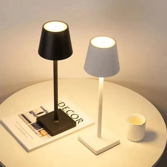 Lámpara de mesa LED recargable – Control táctil, 3 niveles de intensidad regulable, luz ambiental decorativa para escritorio, dormitorio y comedor