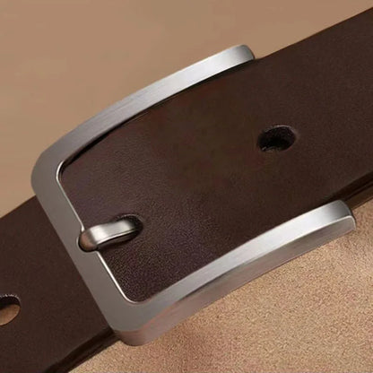Cinturón de negocios de cuero de PU para hombre, con hebilla de aleación ajustable, para vaqueros y pantalones de vestir