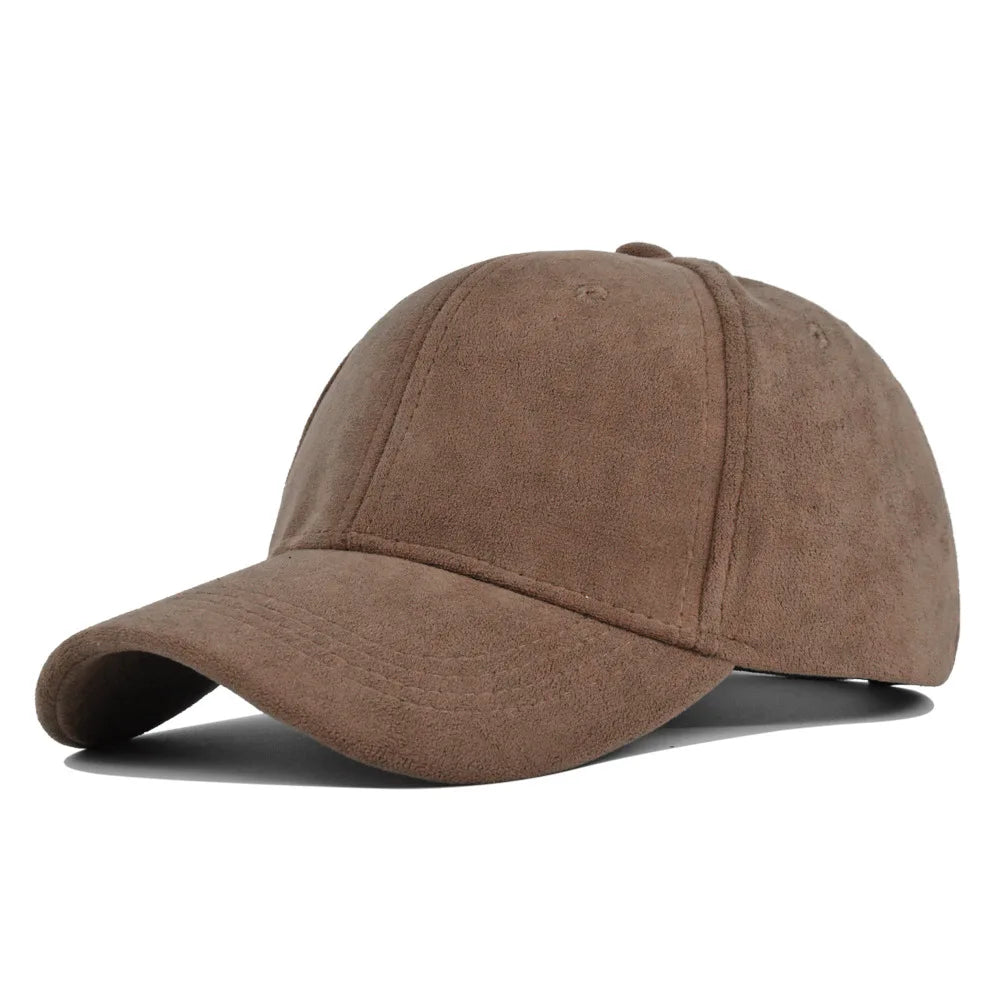 Casquette de baseball rétro en suède uni – Casquette snapback réglable hip hop pour hommes et femmes, casquette de style urbain à visière en fausse fourrure pour le printemps et l'automne
