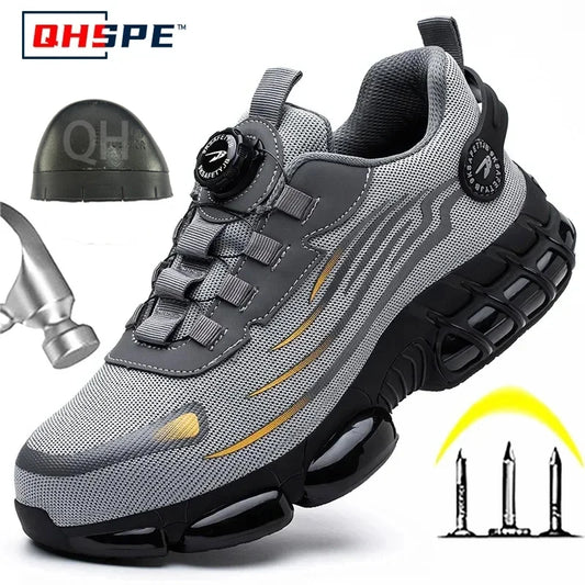Men's Safety Work Shoes – Protective Elastic Safety Boots with Breathable Design, Odor Control & Casual Fashion Style