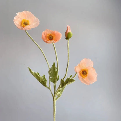 4 Heads Artificial Poppy Bouquet – Realistic Faux Flowers for Home Décor, Garden, Wedding Decoration, Party Arrangements & DIY Floral Projects