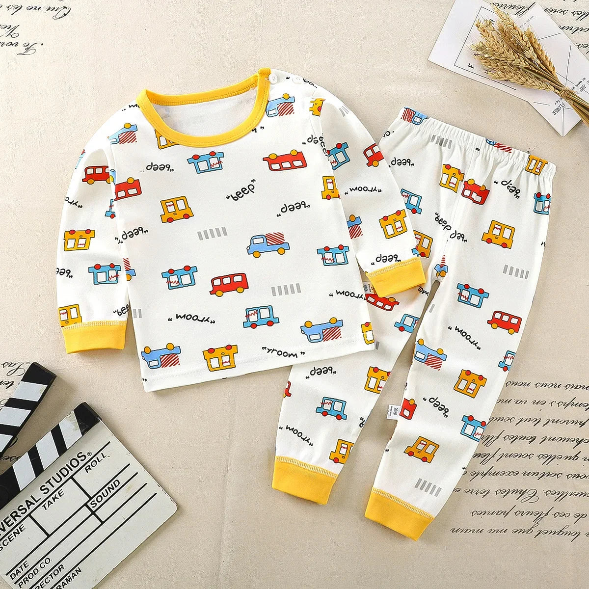 Conjunto de ropa de algodón para niños – Traje de otoño invierno para niños y niñas, cómodo conjunto de pijama de manga larga y pantalones, ropa informal de estar por casa para niños, ropa interior cálida y ropa de regalo de Navidad