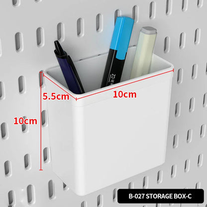 Kit de organización modular de pared con tablero perforado (Pegboard) para bricolaje – Paneles de almacenamiento colgantes sin taladro para cuartos de manualidades, oficina y organización del hogar