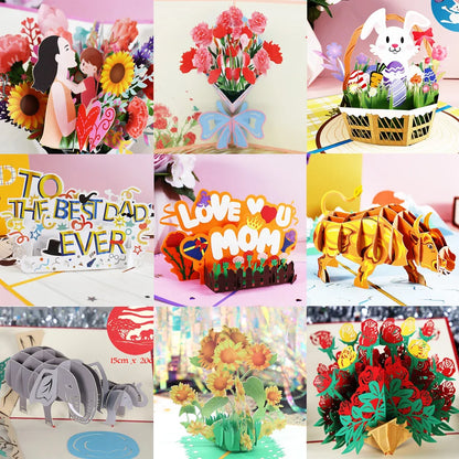 3D Pop-Up Greeting Card – Happy Birthday, Mother’s Day, Father’s Day, Love Mom Dad, Rose Flower, Easter & Thank You Gift