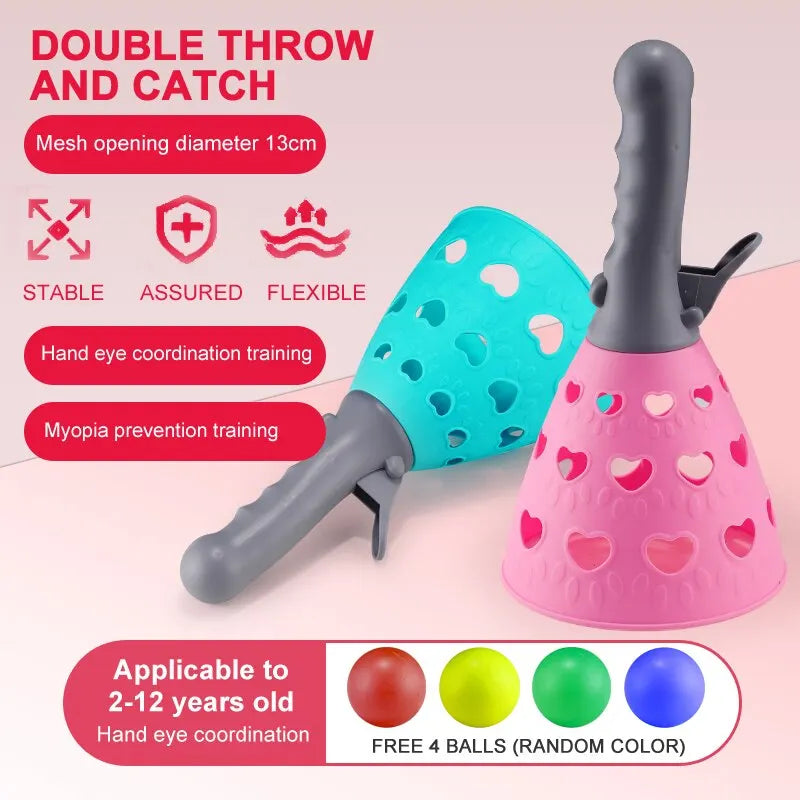 Parent-Child Outdoor Kids Fun Ejection Catch Ball Launcher – Throwing Pinball Sensory Training Educational Sports Toy Set