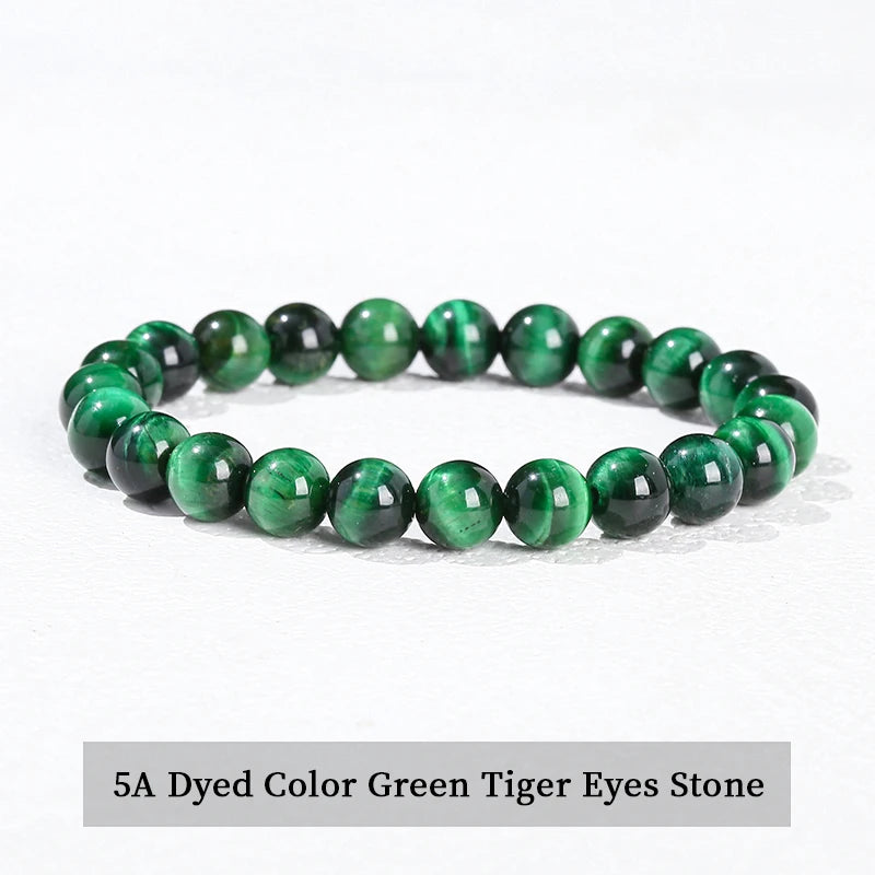 Pulsera de Cuentas de Piedra Natural – Pulsera de Gemas de Amatista, Ojo de Tigre, Cuarzo Cristal y Ágata para Mujeres y Hombres, Regalo de Joyería de Energía Reiki