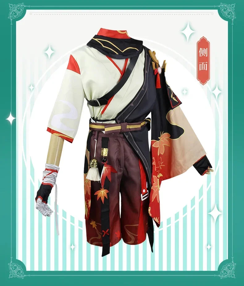 Samurai Cosplay Costume with Wig & Red Glasses – Halloween Party Outfit