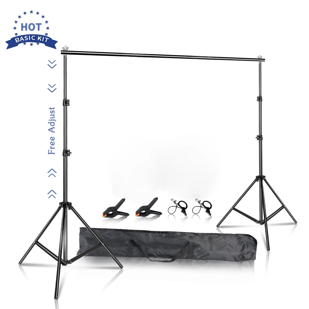 Photography Backdrop Stand Kit – Photo Studio Background Support System with Carry Bag