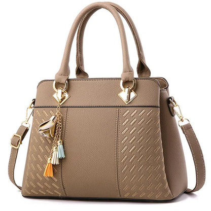 Gusure Luxury Women's Embroidered Tote Bag Large Capacity Shoulder Crossbody Handbag with Tassel