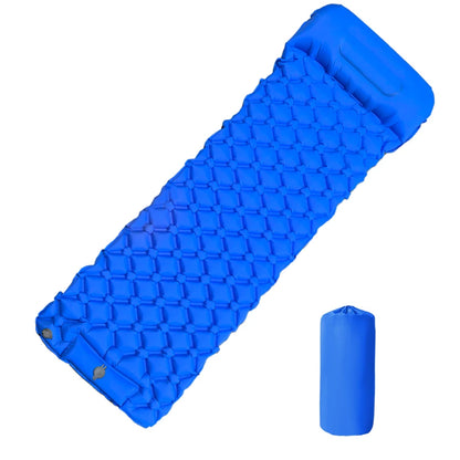 Matelas de camping gonflable d'extérieur – Tapis de couchage gonflable ultraléger avec pompe et oreiller intégrés pour la randonnée, le camping, les voyages et les aventures en plein air
