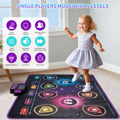 Kids Electronic Dance Mat – Double Player Music Dance Pad with 9 Levels Educational Toy