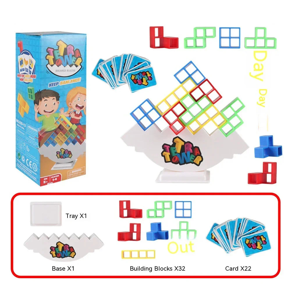 Juego de equilibrio y apilamiento Tetra Tower – Divertido juego de mesa de construcción de puzles para niños y adultos, desafío de apilamiento estratégico, actividad para noche de juegos en familia y regalo interactivo en equipo