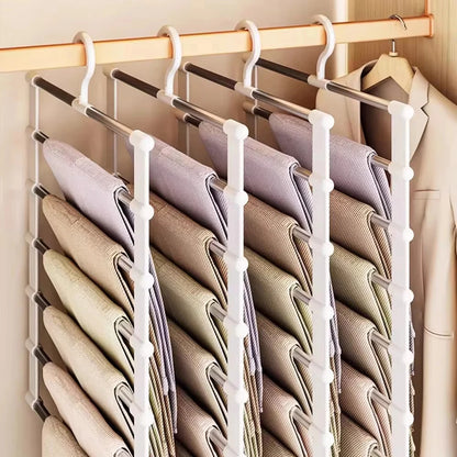 Cintre Multiple pour Pantalons – Organisateur de Placard Gain de Place avec Pinces Antidérapantes pour Pantalons, Jeans et Rangement de Vêtements