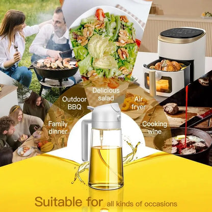 500ml 2-in-1 Oil Spray Bottle – Refillable Olive Oil Dispenser & Sprayer for Cooking, BBQ, Baking, Vinegar & Soy Sauce