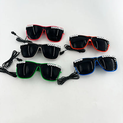Just Married LED Heart Glasses – Light-Up EL Neon Glasses for Weddings, Engagements & Bridal Showers