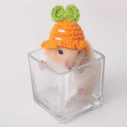 Handmade Knitted Small Pet Hat – Cute Frog, Parrot & Snake Designs with Adjustable Chin Strap for Hamsters and Other Small Animals