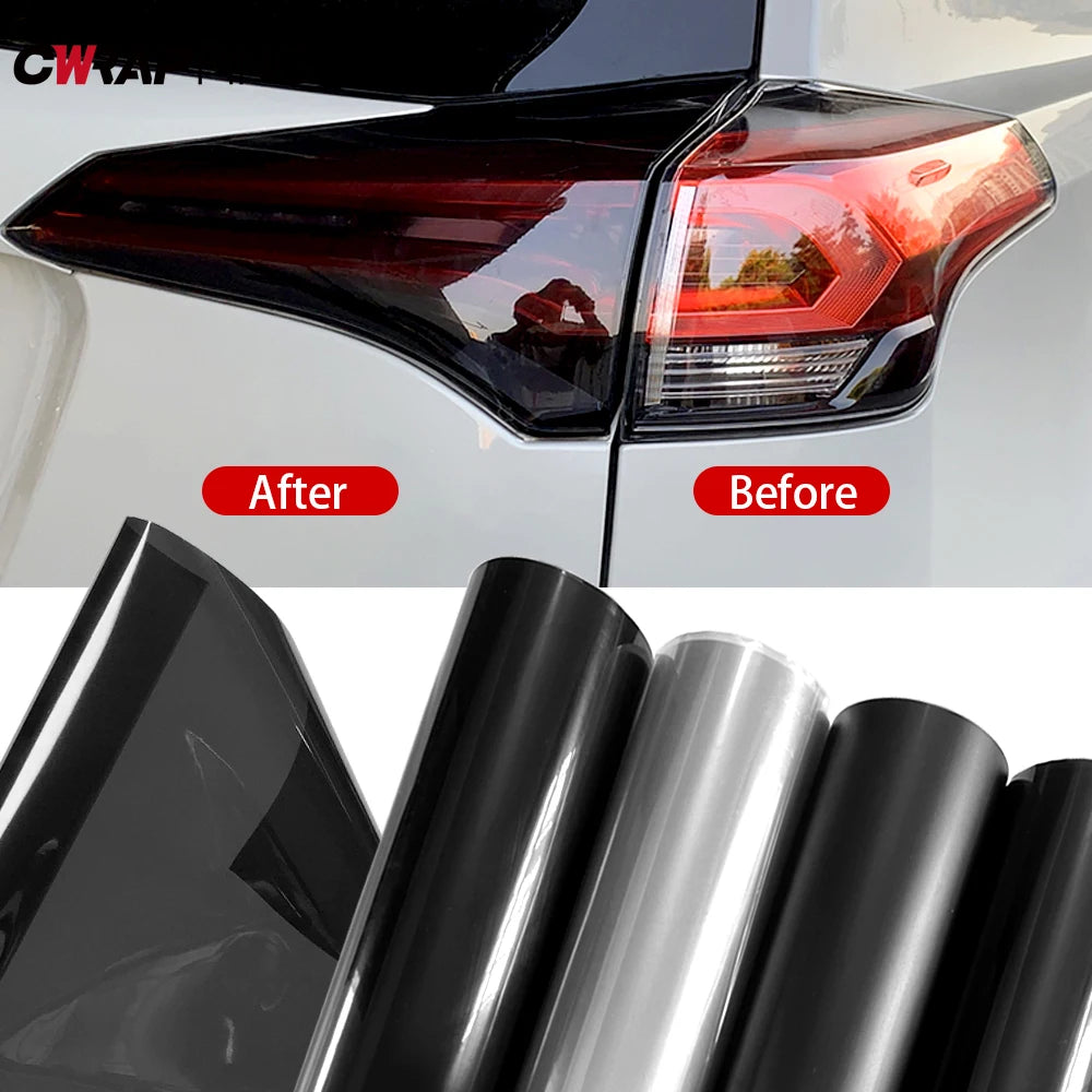40cm Smoke Black PVC Headlight & Taillight Tint Film – Vinyl Wrap Sticker for Cars & Motorcycles