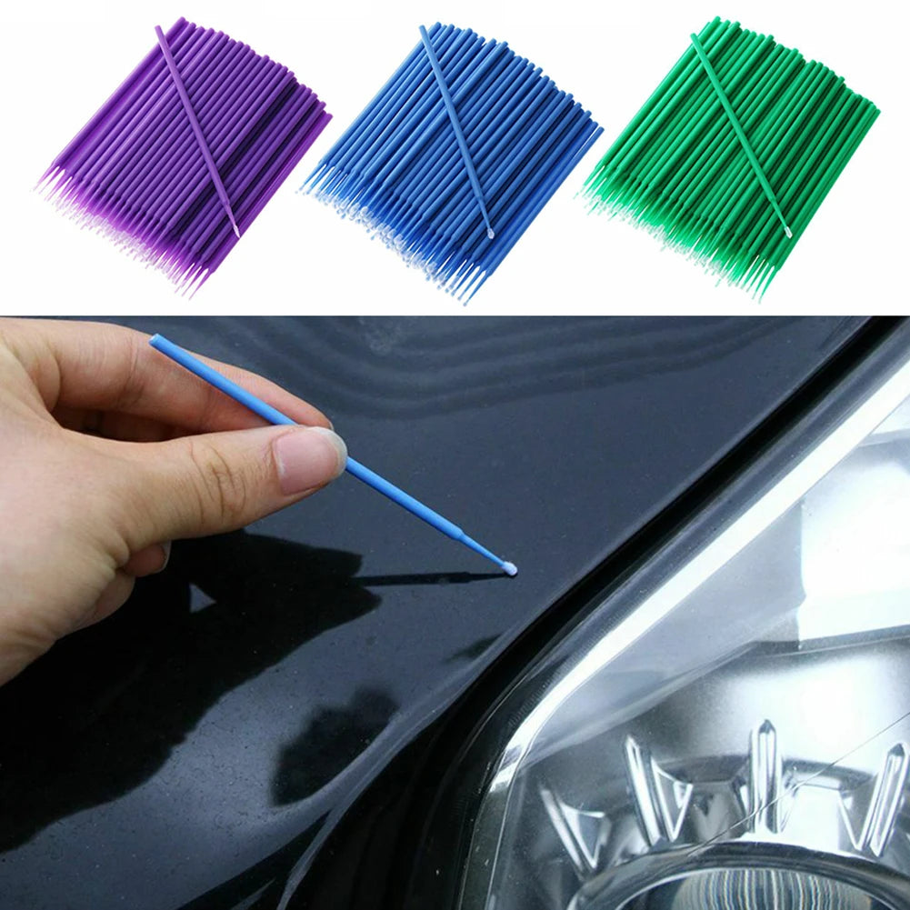 100 Unidades de Aplicadores Desechables para Retoques de Pintura – Microcepillos de Precisión para Reparación de Pintura Automotriz, Detallado, Limpieza y Manualidades