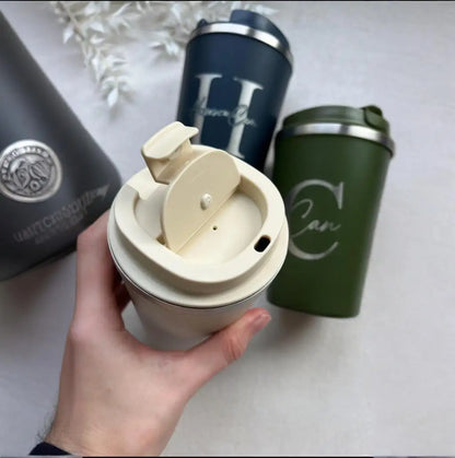 Custom Engraved Thermos Mug – Personalized Double-Wall Stainless Steel Insulated Travel Cup with Name for Coffee & Tea