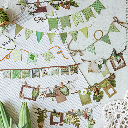 10 Pegatinas Creativas con Banderín para Fiesta – Etiquetas Adhesivas DIY para Scrapbooking, Junk Journaling y Suministros de Decoración de Manualidades