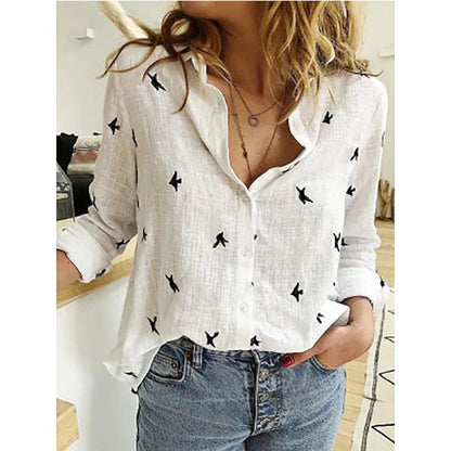 Women's Cotton Linen Oversized Shirt – Long Sleeve Button-Up Blouse, Casual Vintage Lapel Tunic & Y2K Streetwear Top