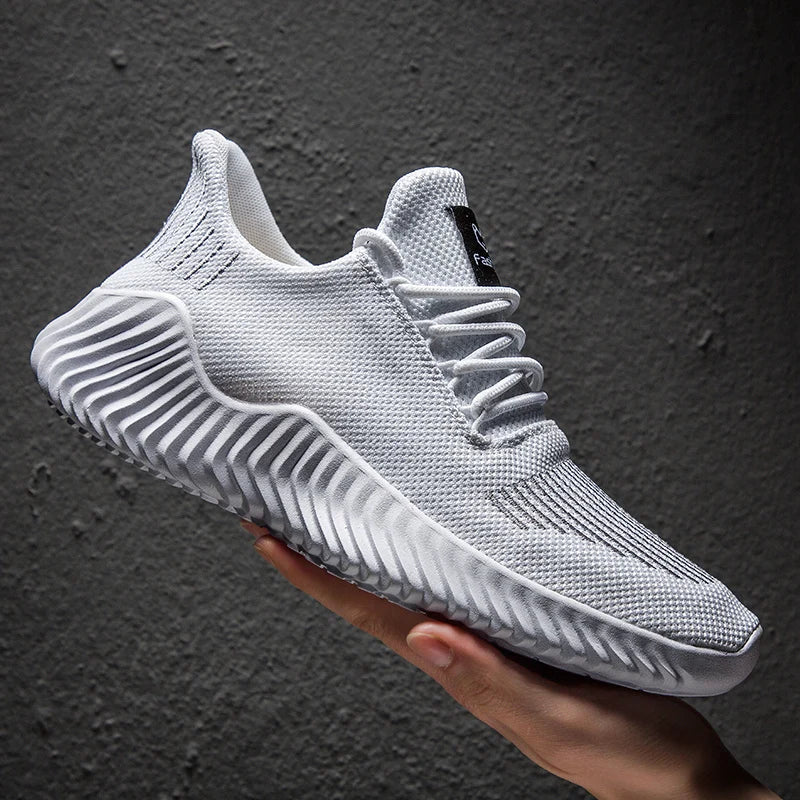 Baskets Blanches Décontractées pour Homme – Chaussures de Marche Respirantes Légères, Baskets de Sport Tendance avec Grandes Tailles