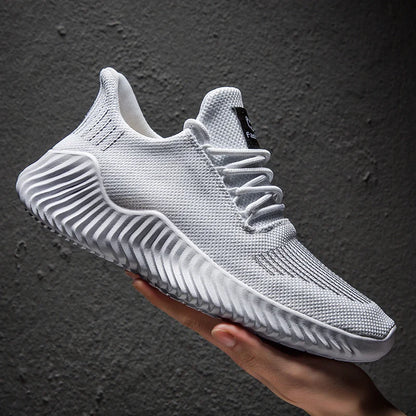 Baskets Blanches Décontractées pour Homme – Chaussures de Marche Respirantes Légères, Baskets de Sport Tendance avec Grandes Tailles