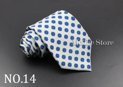 Men's 7.5cm Soft Silk Necktie – Floral & Dot Pattern Tie for Weddings, Business, Parties & Formal Wear