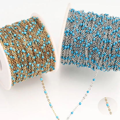 1M Stainless Steel Enamel Bead Chain – Colorful Dripping Oil DIY Chain for Necklaces, Bracelets & Jewelry Making