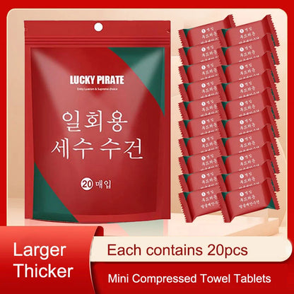20PCS Mini Compressed Towel Tablets – Disposable Portable Magic Towels, Thicker Style for Travel, Camping & Daily Use