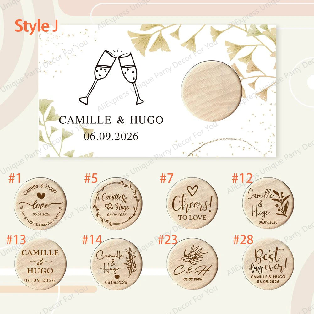 Custom Engraved Wooden Wine Stoppers with Stand & Thank You Cards – Wedding Guest Favors, Party Decor, 10–50PCS Bulk
