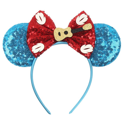 Diadema de orejas de Mickey Mouse de Lilo & Stitch – Lazo de lentejuelas de 5" Accesorio para el cabello de dibujos animados para mujeres y niñas | Diadema para fiestas y festivales