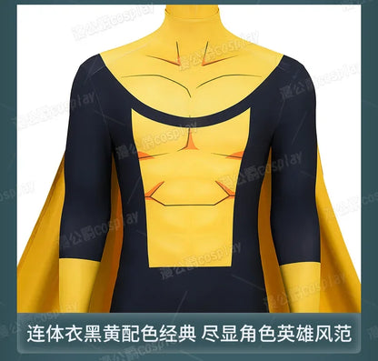 Invincible Inspired Sinister Mark Cosplay Costume – Men’s Yellow Uniform Disguise Outfit for Anime Halloween, Carnival & Party Roleplay