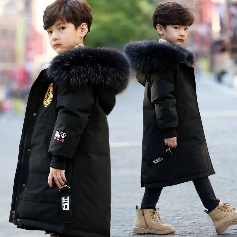 2026 Kids Winter Jacket, Thick Cotton-Padded Hooded Coat for Toddler Boys and Teens, Warm Down-Style Parka for Children