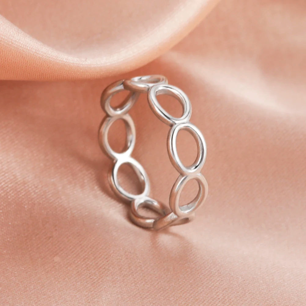 Bague Skyrim en acier inoxydable cœur géométrique pour femme, réglable, ouverte, pour fête, esthétique