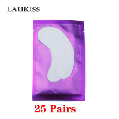 25/50/100 pares de parches para extensión de pestañas LAUKISS – Almohadillas sin pelusa debajo de los ojos para construcción de pestañas, pestañas postizas y aplicación de belleza