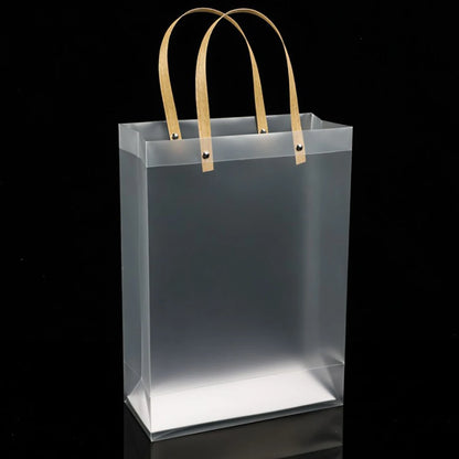 10PCS Frosted PVC Tote Gift Bags – Waterproof Transparent Reusable Gift, Candy & Party Favor Bags for Packaging & Shopping