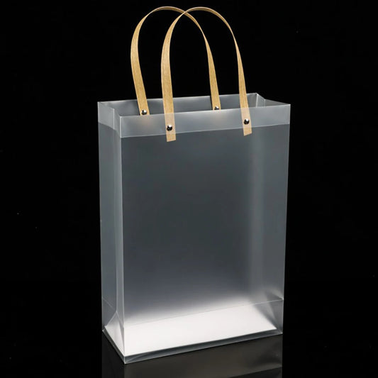 10 Bolsas de Regalo de PVC Esmerilado – Bolsas Impermeables Transparentes Reutilizables para Regalos, Dulces y Recuerdos de Fiesta, para Empaque y Compras