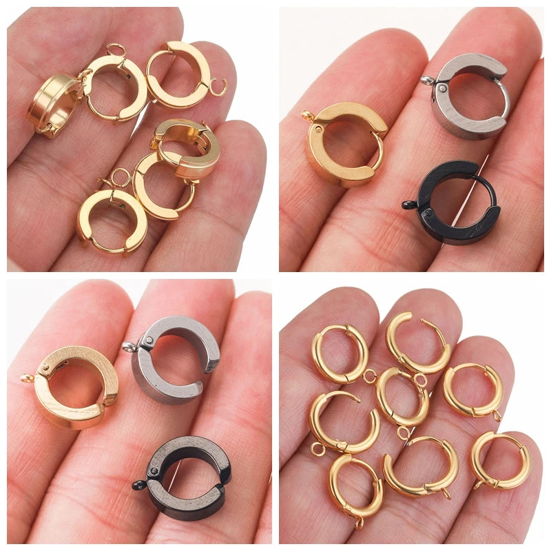 10-Piece Gold Stainless Steel Hoop Earring Hooks with Round Posts – DIY Earring Making Supplies & Jewelry Findings for Women