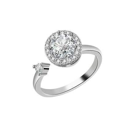 Anillo giratorio antiestrés de mariposa y flor con diamantes de imitación – Anillo giratorio antiansiedad para mujer | Joyería ajustable para aliviar el estrés