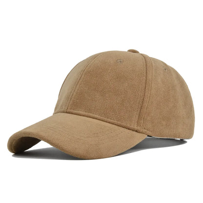 Casquette de baseball rétro en suède uni – Casquette snapback réglable hip hop pour hommes et femmes, casquette de style urbain à visière en fausse fourrure pour le printemps et l'automne