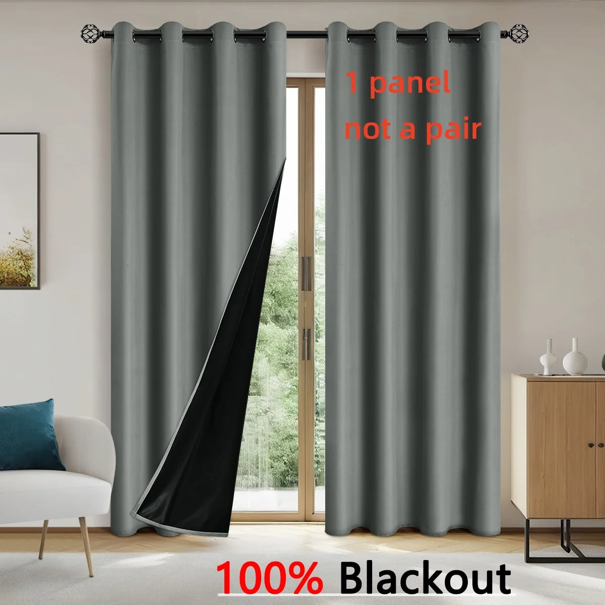 100% Blackout Grommet Curtain Panel – Total Privacy Window Drapes for Bedroom & Living Room