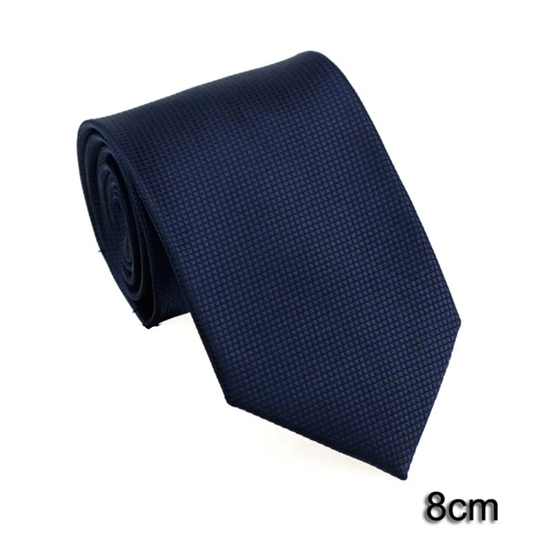HUISHI Men's Waterproof Jacquard Necktie – 6cm Solid Dark Blue Tie for Business, Weddings & Formal Wear