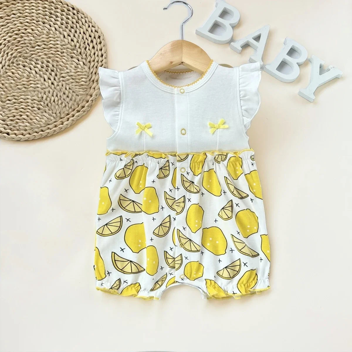 Pelele de verano para bebé recién nacido – Body de manga corta de algodón suave con estampado de dibujos animados para bebés y niñas (3-18 meses)